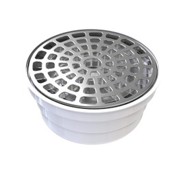 Fleximatic 2550 Coladera universal Zero olores, cubierta y bisel de acero inoxidable, con check anti-olores y tapa higiénica