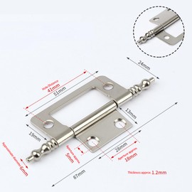 8PCS Stainless Steel Flush Hinges,Silver 2 Inch,Door Hinges for Drawer Cabinet