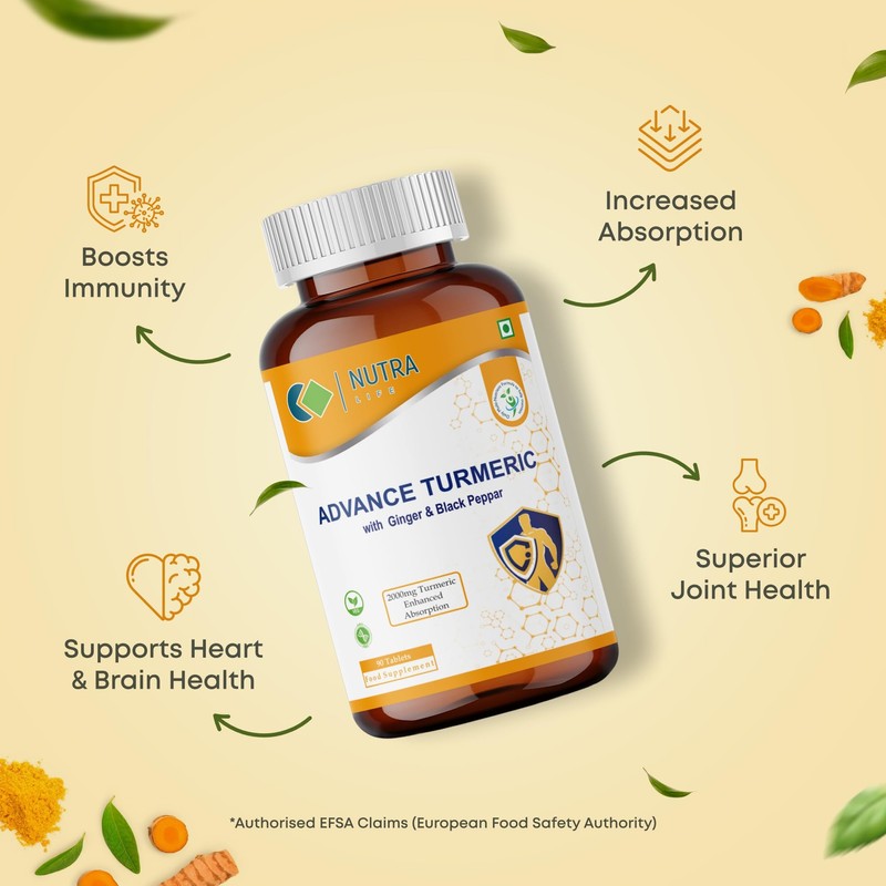 NUTRA LIFE Advanced Turmeric Tablets, 2000mg, with Ginger and Black