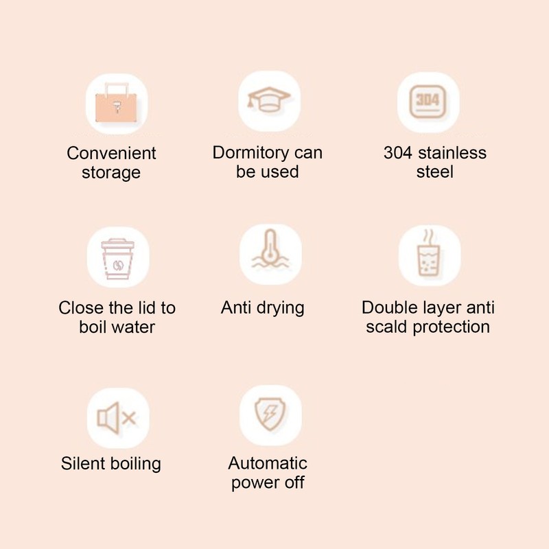 Travel Electric Kettle 80W 350ml 304 Stainless Steel Auto Power