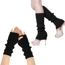 Leg Warmers Arm Warmers,Knitted Socks Gloves 80s Y2K Harajuku Accessory Kawaii Goth Gloves Socks