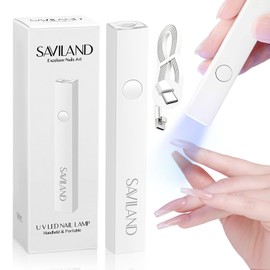 SAVILAND Luz U V para uñas, lámpara U V de mano para uñas de gel, lámpara LED de uñas, mini secador de uñas portátil para curar esmalte de gel, pegamento de uñas, gel USB, linterna de arte de uñas para manicura en casa