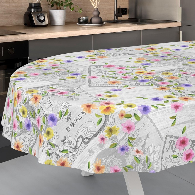 ANRO Oilcloth Tablecloth Wax Tablecloth Washable Garden Tablecloth Round Oval