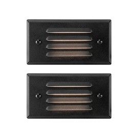 GKOLED 12V 3W Surface Mount Low Voltage LED Step Light with Horizontal Louver Faceplate for Steps Decks Pathway Yard Stairs Fences, IP65 Rated for Outdoor Waterproof, Ideal for Wet Locations (2 Packs)
