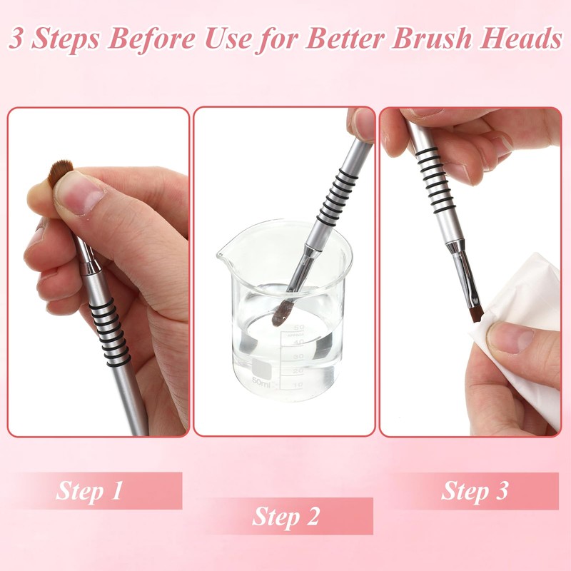 3 PCS 3D Acrylic Nail Brush, #2#4#6 Kolinsky 3D Nail