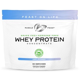 Muscle Feast Muscle Feast Grass-Fed Whey Protein Concentrate Powder, All Natural Hormone Free Pasture Raised, Unflavored, 2lb