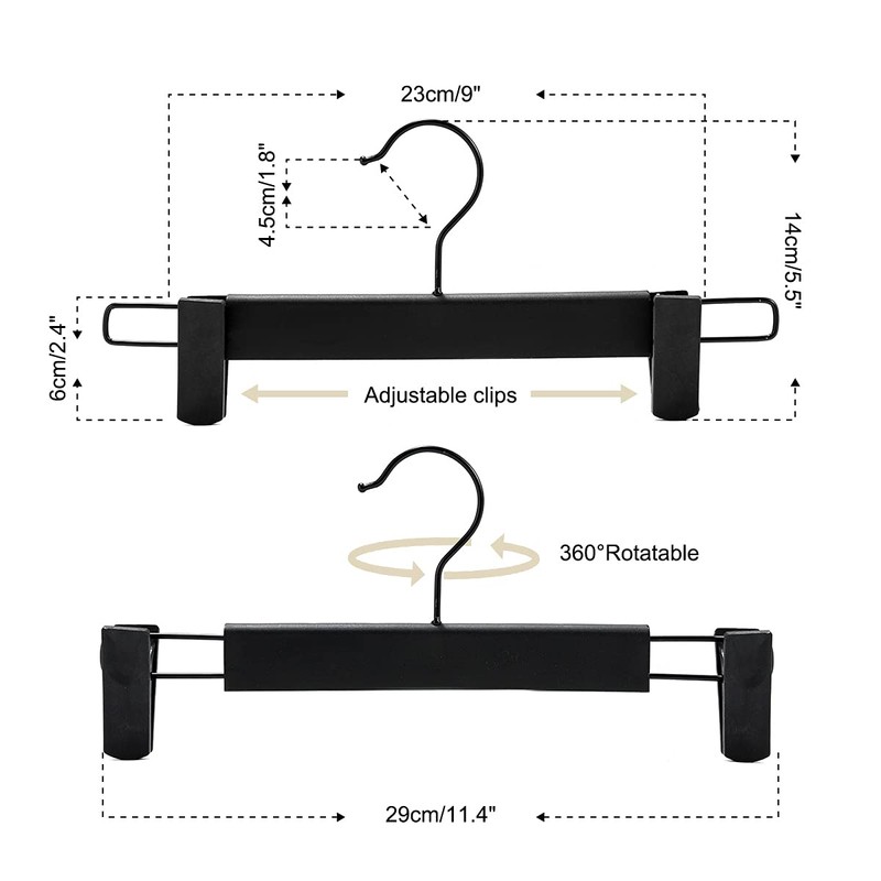 GUANJUNE 10 Pack Clothes Pants Hangers, Space-Saving Skirt Holders with