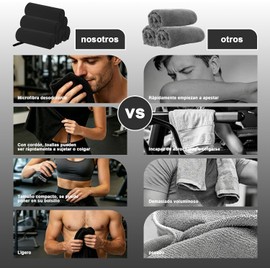 5 Pack Toalla Microfibra Secado Rápido, Toallas Deportivas Super Absorbentes y Ultra Ligeras, para Natación, Gimnasio, Viaje, Yoga y Playa (Negro)