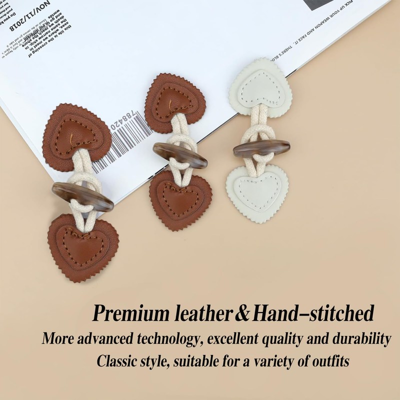 RHQFDM Leather Toggle Clasps, 8 Pairs, Leather Toggle Buttons, Windbreaker,