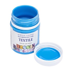 Decola Nevskaya Palitra Fluorescent Textile Dye, Blue, 50 ml Acrylic Neon Colour with Glow Effect Under Black Light (UV Light), Quality