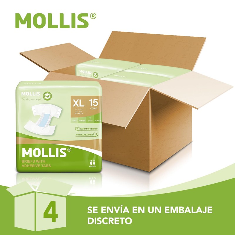 MOLLIS Adult Diapers for Women and Men, Unisex Disposable Incontinence