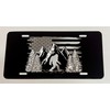 Engraved Big Foot Sasquatch US Flag Car Tag Diamond Etched