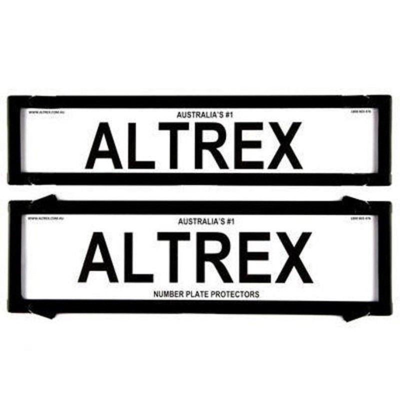 Altrex Number Plate Protectors Premium Black No Line Silver Border