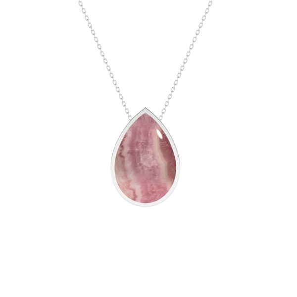 LUSTRE AND LIGHT Pear Natural Rhodochrosite Slider Pendant Necklace for