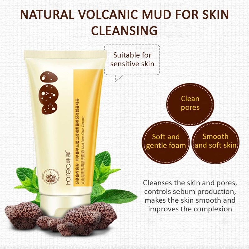 ROREC Volcanic Mud Clean Pore Cleanser Foam Natural Skin Сare