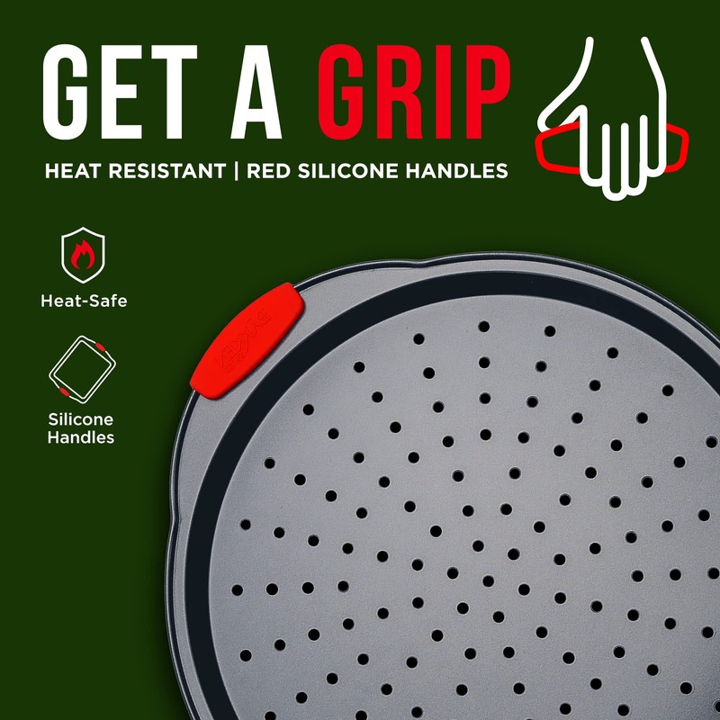 Pizza Tray Carbon Steel Pizza Pan with Holes and Non-Stick