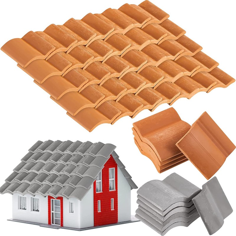 jingfei 200Pcs Roof Tiles Set Miniature Tiles Mini Shingles Tile