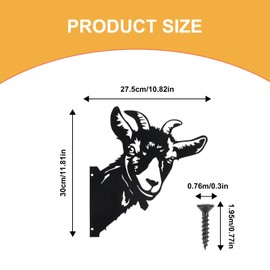 Fonyet Garden decoration for outdoors, peeping goats, tree trunk decoration, interesting garden stake decoration for gardens, yards, farms,Black,M