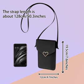 Benepoint Crossbody Bags for Women, Leather Phone Purses Crossbody Purse Cell Phone Purse with Clear Touch Screen Window, Black