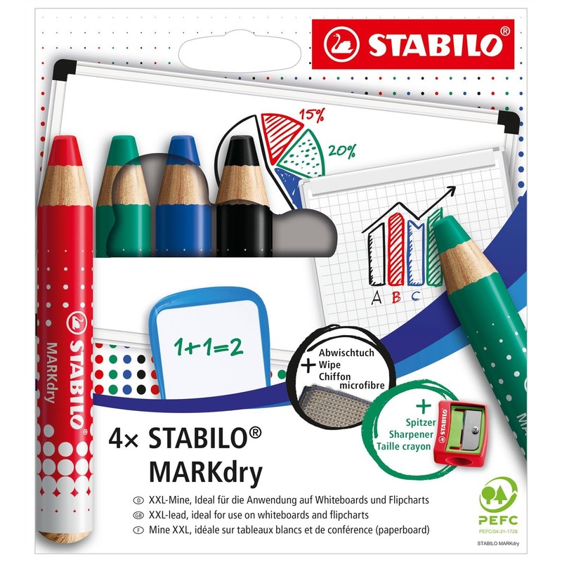 STABILO Markdry Set of 3 Cardboard Cases x 4 Marker