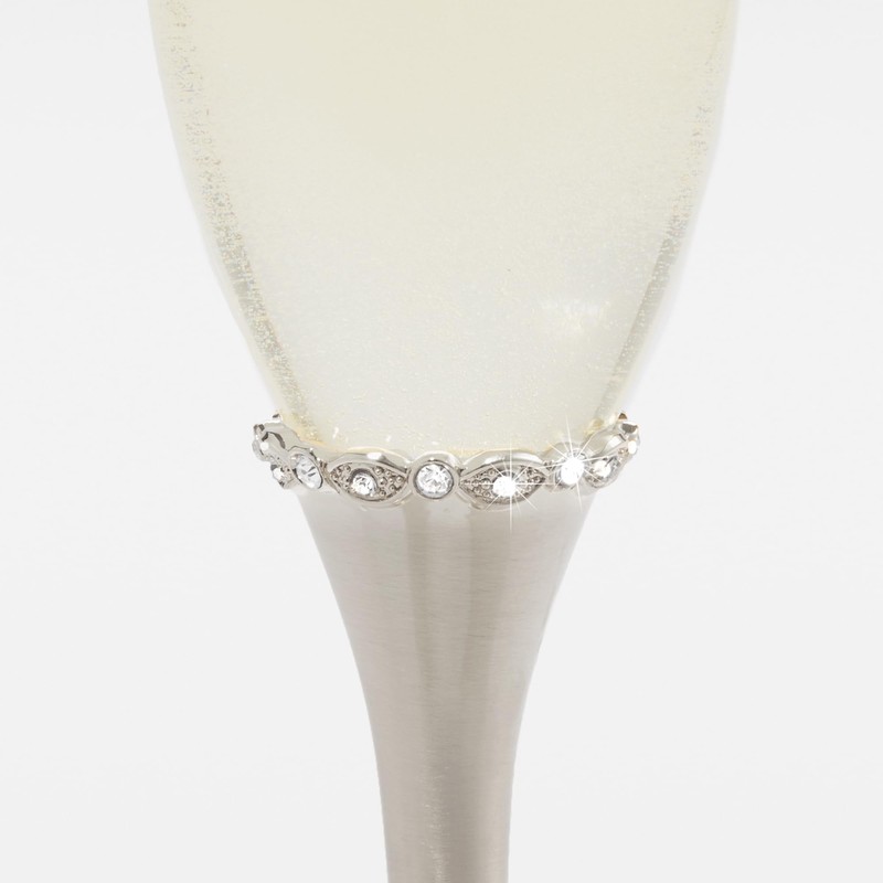 THINGS REMEMBERED Engraved Princess Silver Crystal-Band Champagne Flutes, Set of