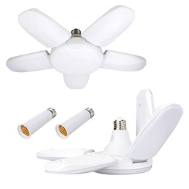 Led Garage Lights 2 Pack, Coomoors 80W LED Shop Light, 8000LM 6500K E26/E27 Garage Ceiling Light with 5 Adjustable Panels for Garage Workshop Basement Workbench Barn Warehouse