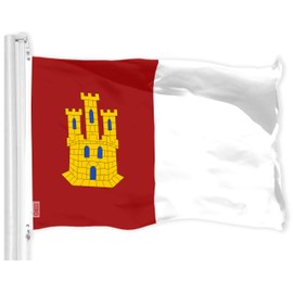 G128 Spain Castile La Mancha Flag | 3x5 Ft | LiteWeave Pro Series Printed 150D Polyester | Country Flag, Indoor/Outdoor, Vibrant Colors, Brass Grommets, Thicker and More Durable Than 100D 75D Poly