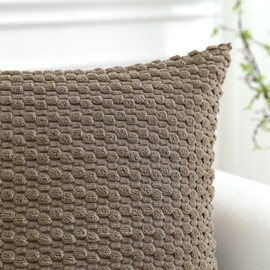 OTOSTAR Corduroy Soft Decorative Throw Pillow Covers 12x20 Inch Lumbar Pillow Covers with 3D Bubble Texture Cushion Case for Couch Sofa Bedroom Boho Pillowcase for Home Decor (Light Brown)