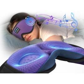 LC-dolida Bluetooth Sleep Mask Headphones 3D Deep Eye Mask with Headphones, Can Play 14 Hours Breathable Sleep Mask Blackout for Travel/Nap,Plane Travel Essentials with Travel Bag & 2 Sleep Earplugs