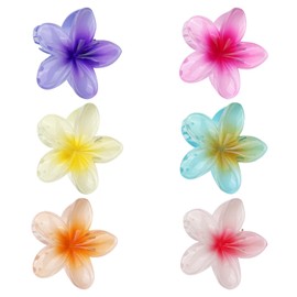 Chiluxendo 6 Stück Blumen Haarklammer, Haarspangen Strandblumen, Haarspange Klauen, Blume Haarklammern, Blumenhaarklammer Rutschfest, für Mädchen und Frauen Strand Party Pool Urlaub, 6 Farben