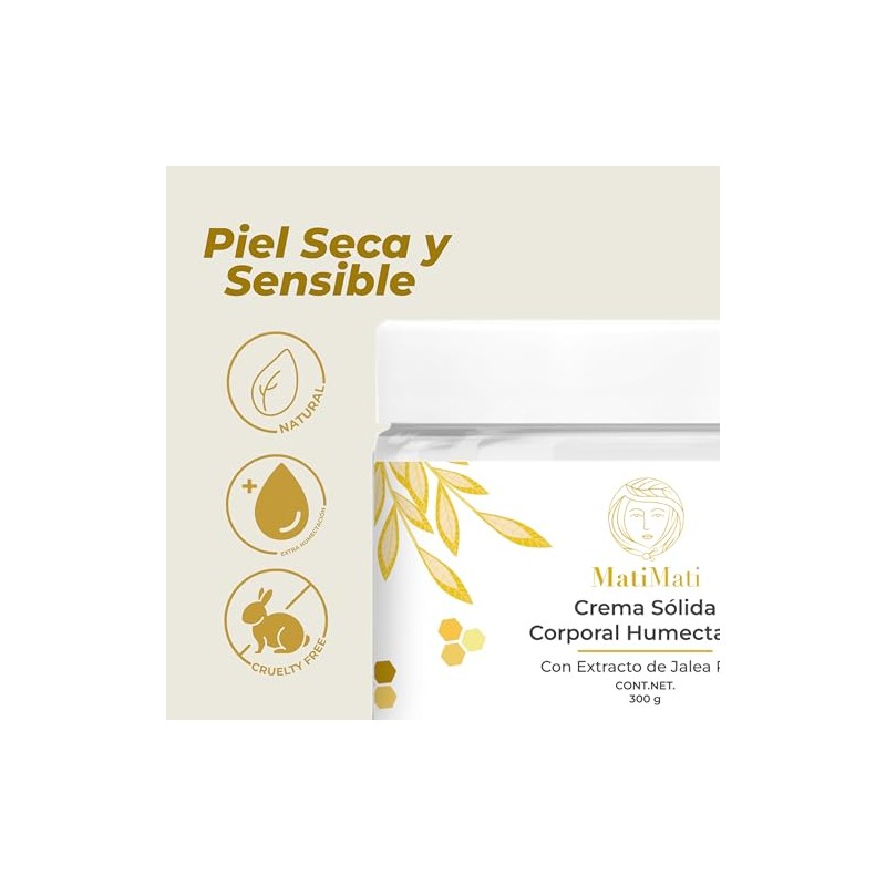 Crema Corporal Humectante Con Extracto Jalea Real MatiMati Piel extra