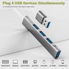 USB 3.0ハブ 4イン1 USBポートハブスプリッター ウルトラスリム ハブドングルエクスパンダー ノートパソコン、フラッシュドライブ、HDD、コンソール、プリンター、カメラ、Keyborad、マウス、5Gbpsデータ転送、アルミニウム