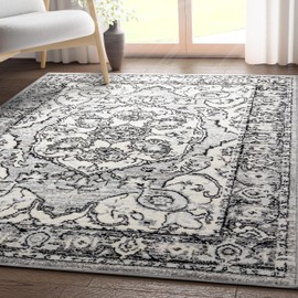 Well Woven Arctic Bloom Bohemian Oriental Ivory Grey 5'3" x 7'3" Area Rug