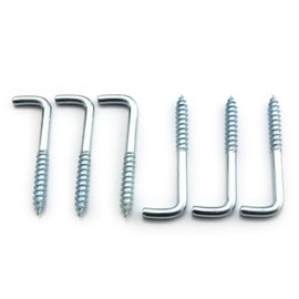 LQ Industrial 12PCS Long Square Bend Hook Lag Screw Shoulder Hooks Zinc BlackSliver M5-3.7x14.5x50/30mm