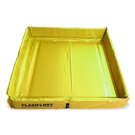 FlashDry Portable Spill Containment Berm 4’ x 4’ - Folding Duck Pond, Reusable for Oil, Fuel, Chemical Spill Control - Heavy-Duty Leak Containment, UV-Resistant, Easy to Clean, Reliable and Durable