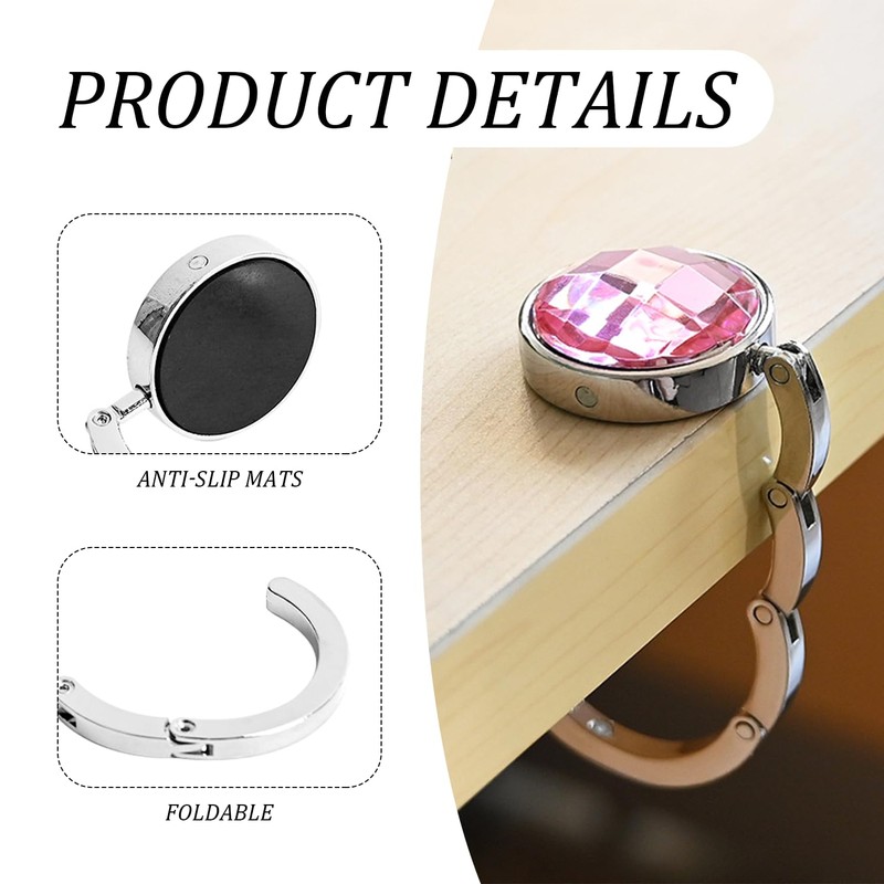 OAAO 3 Pcs Table Handbag Holder, Metal Bag Hook, Anti-Strangle