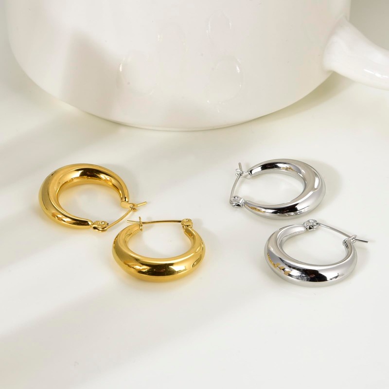 CANDYFANCY Chunky Hoop Earrings for Women Lightweight Classic drop dangle