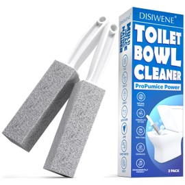DISIWENE Pumice Cleaning Stone with Handle Toilet Bowl Cleaner Hard Water Ring Remover for Bath/Pool/Kitchen/Household Cleaning (2, 2 Pack with Handle)