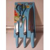 TASTY - 4pc. High Carbon Steel * Shears & Knives With Sheaths* Lt Blue