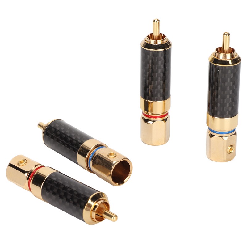 4Pcs RCA Sound Plug Carbon Fiber Gold Plated Oxidation Resistance