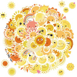 Sun Stickers, Pack of 100 Sun Stickers, Cute Sun Stickers, Sun Sticker Set, Summer Stickers for Children, Cute Decoration for Car, Laptop, Skateboard, Bicycle, Moped, Motorcycle, Scrapbook