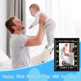 HEYINSHEN First Father's Day Picture Frame for Dad Wood Daddy & Me Photo Frame First Time Dad Gifts from Baby Daughter Son Happy 1st Fathers Day Gift for New Dad 4" X 6" Photo Insert
