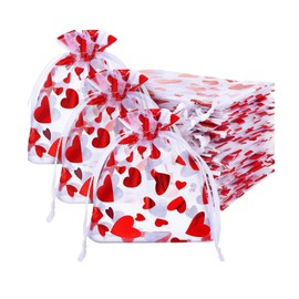 50 Valentine's Day gift Chiffon bag, 3x4 inch snow ribbon mesh jewelry Chiffon bag, Valentine's Day, wedding, anniversary