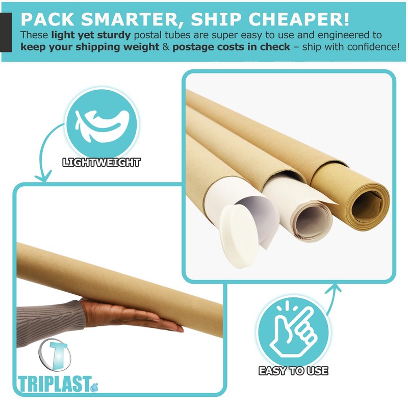Triplast 5 x A3 Postal Tubes with End Caps (330x50mm