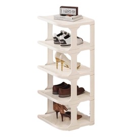 Schuhregal Schuhhalter 5 Ebenen, Platzsparend Schuhständer, Schuh Regal Stapelbar,Schuhschrank Schuhaufbewahrung Shoe Rack, Schuhablage für Flur, Wohnzimmer, Schlafzimmer, Eingangsbereich (Weiß)