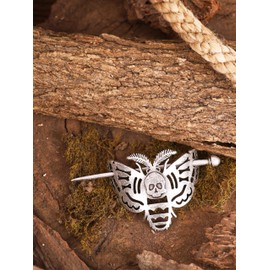 HAQUIL Cráneo Polilla Insecto Horquilla de plata Hair Sticks irlandés pelo decoración para el pelo largo