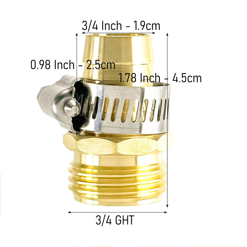 2 Pack Brass 3/4 Inch Male Thread Garden Hose Connectors