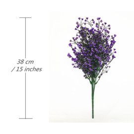 CATTREE Artificial Plants Shrubs Bushes, Plastic Fake Flowers Wedding Indoor Outdoor Home Garden Verandah Kitchen Office Table Centerpieces Arrangements Christmas Decoration - Deep Purple 4 pcs
