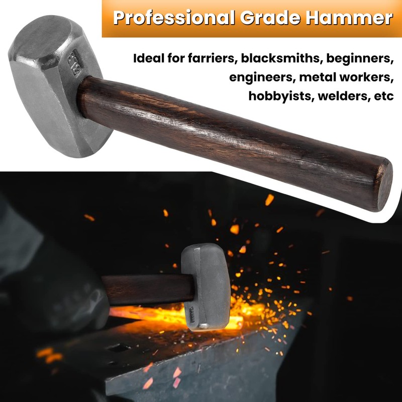 3lb Blacksmith Hammer Bladesmith Forge Engineer Drilling Stubby Hammer Handmade