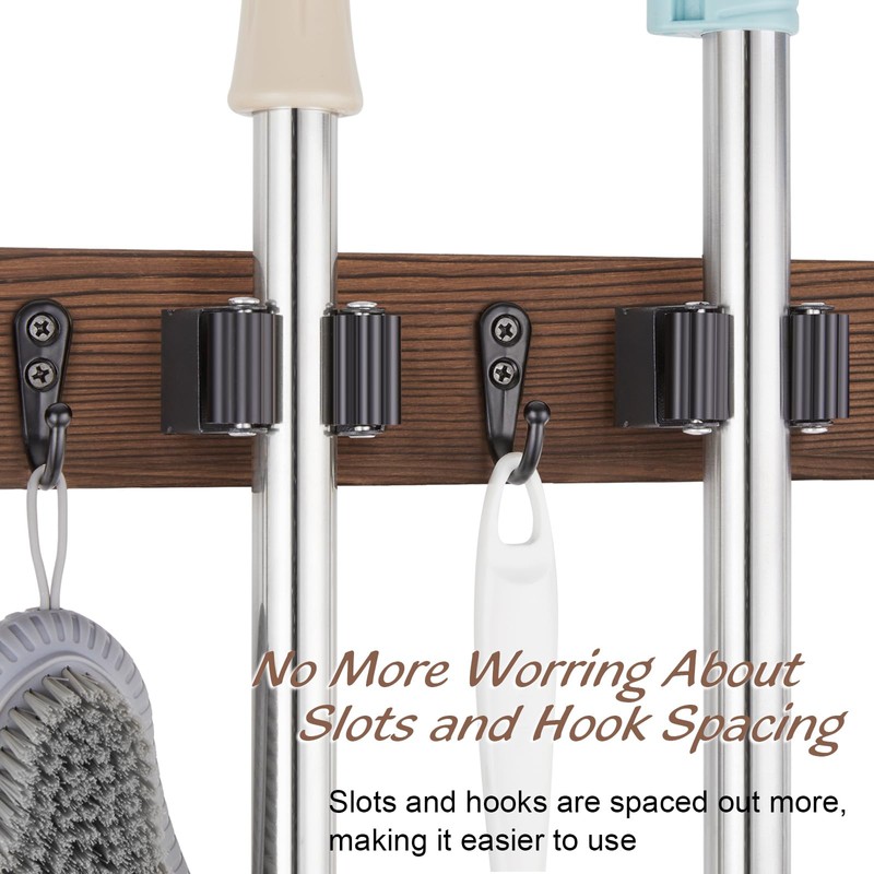 OUTNILI 2 Pack Mop Broom Holder Wall Mount with 3